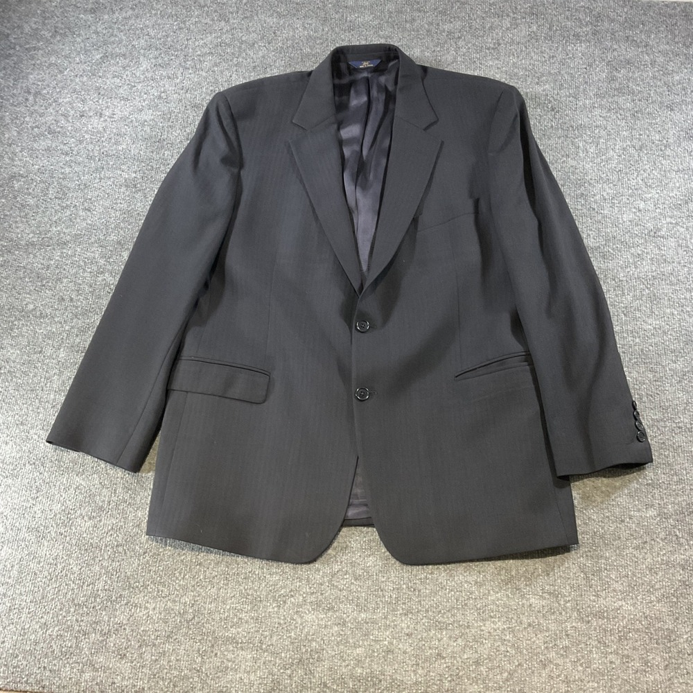 Brooks Brothers 346 Stretch Wool Blazer 46R Charcoal Grey Herringbone Sport Coat